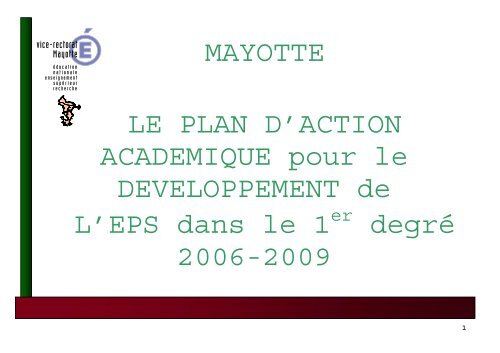 le plan d'action departemental eps - Vice-Rectorat de Mayotte