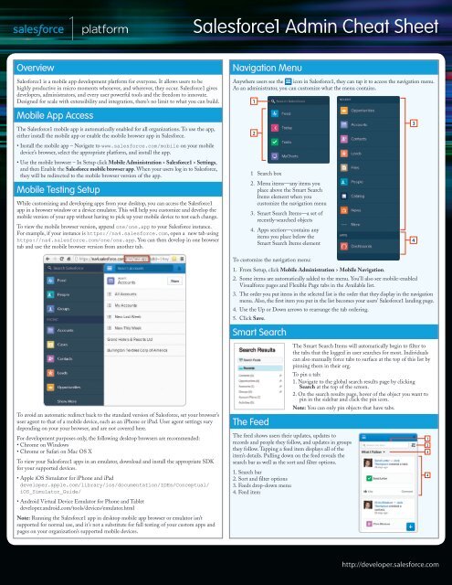 Salesforce1 Admin Cheat Sheet