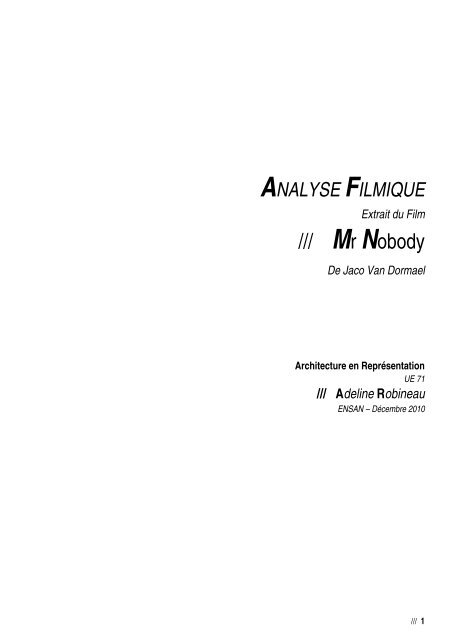 ANALYSE FILMIQUE Mr Nobody