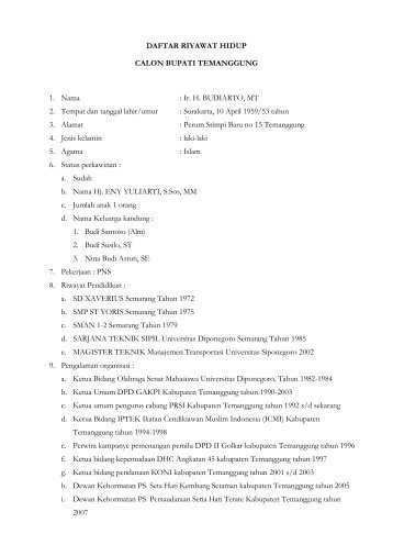 daftar riidwayat Hup - Temanggung