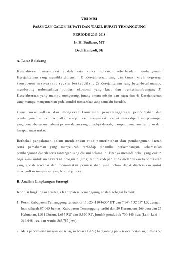Visi Misi Pasangan Ir. H. Budiarto, MT dan Dedi ... - Temanggung