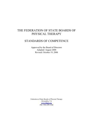 THE FEDERATION OF STATE BOARDS OF PHYSICAL THERAPY STANDARDS OF COMPETENCE