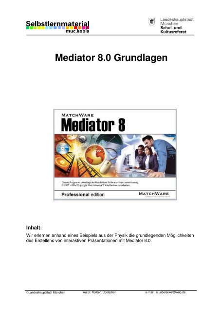 Mediator 8.0 Grundlagen - muc.kobis.de