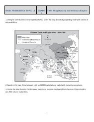 BASIC PROFICIENCY TOPIC 13 GRADE 9 Title Ming Dynasty and Ottoman Empire