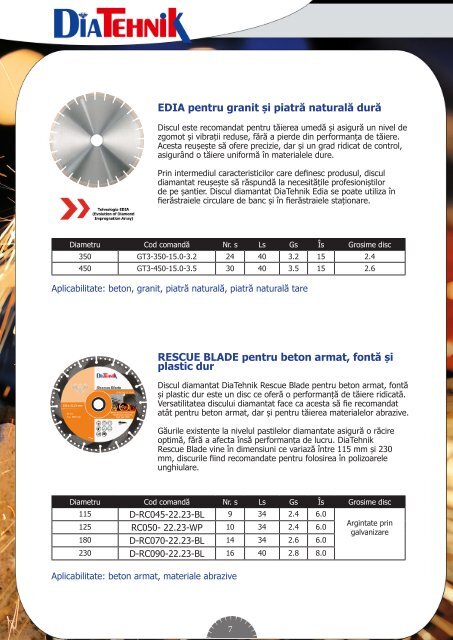 Catalog discuri diamantate DiaTehnik