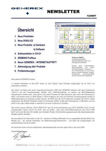 Neu - Generex GmbH
