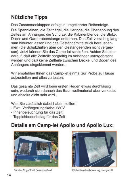 details am camp-let concorde und savanne - Freizeit & Caravan