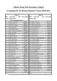 Shatin Tsung Tsin Secondary School Groupings for S.1 Drama ...