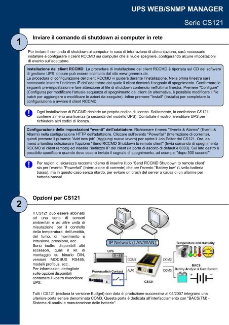 UPS WEB/SNMP MANAGER Serie CS121