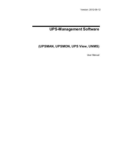 UPS-Management Software Benutzerhandbuch - Generex GmbH