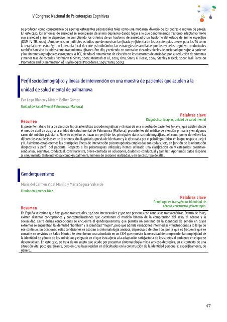 V Congreso Nacional de Psicoterapias Cognitivas PROGRAMA Y LIBRO DE RESÚMENES