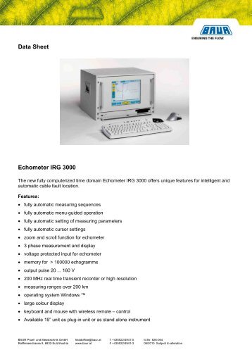 Data Sheet Echometer IRG 3000 - HV TECHNOLOGIES, Inc.