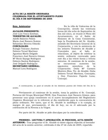 ACTA DE LA SESIN ORDINARIA - Ayuntamiento de Valencina de la ...