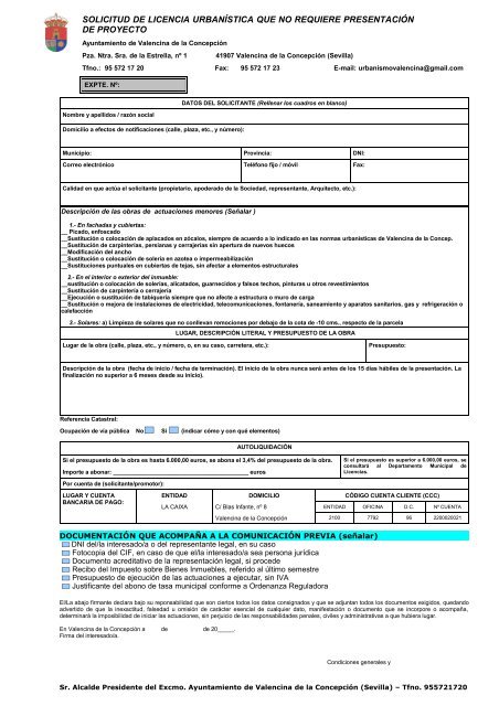 Solicitud De Licencia Urbanistica Que No Requiere Presentacion De Proyecto