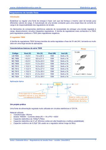 reguladores fixos - Clube da EletrÃ´nica