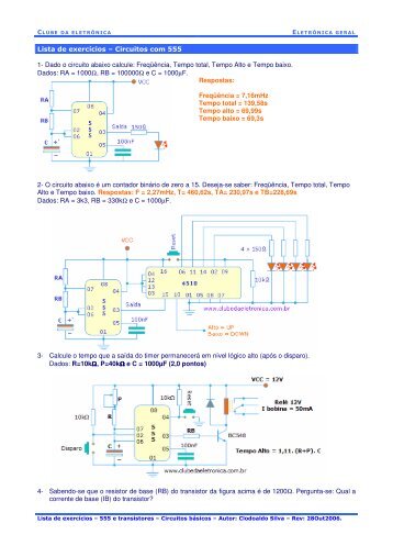 Circuitos com 555 e transistores - Clube da EletrÃ´nica