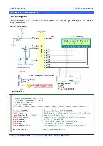 Aula 13 - VoltÃ­metro 0 a 5V - Clube da EletrÃ´nica