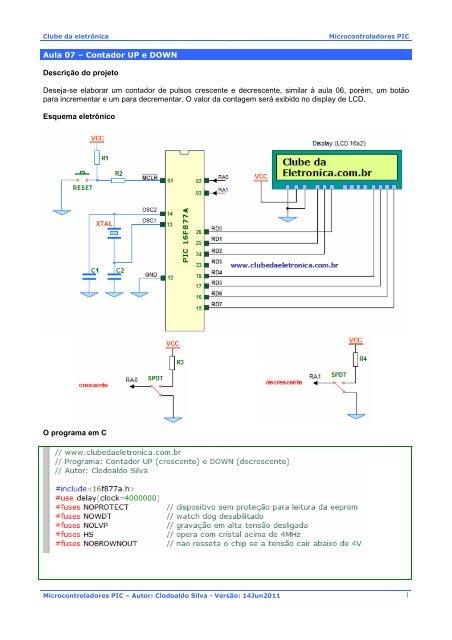 Aula 07 - contador UP e DOWN - Clube da EletrÃ´nica