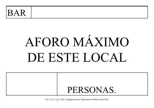 AFORO MÁXIMO DE ESTE LOCAL