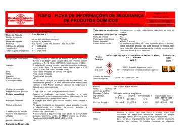 FISPQ - FICHA DE INFORMAÇÕES DE SEGURANÇA DE PRODUTOS QUÍMICOS