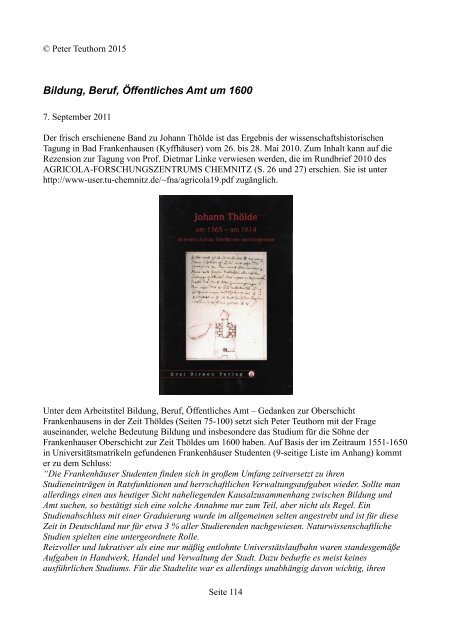 Von Frankenhausen in die Welt - ein genealogisches Lesebuch / Peter Teuthorn