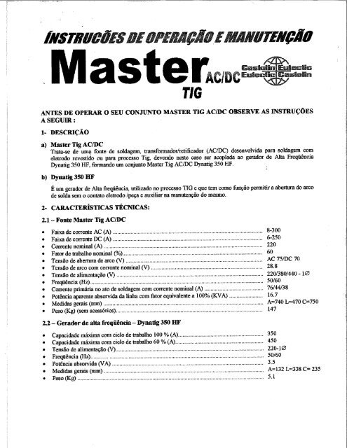 MasterTIG 300 AC/DC - Eutectic