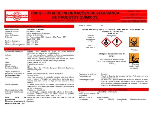 Ficha de Informações de Segurança de Produto Químico: em