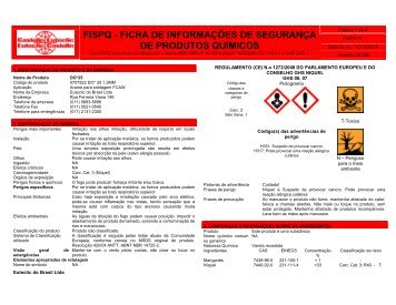 FISPQ - FICHA DE INFORMAÇÕES DE SEGURANÇA DE PRODUTOS QUÍMICOS