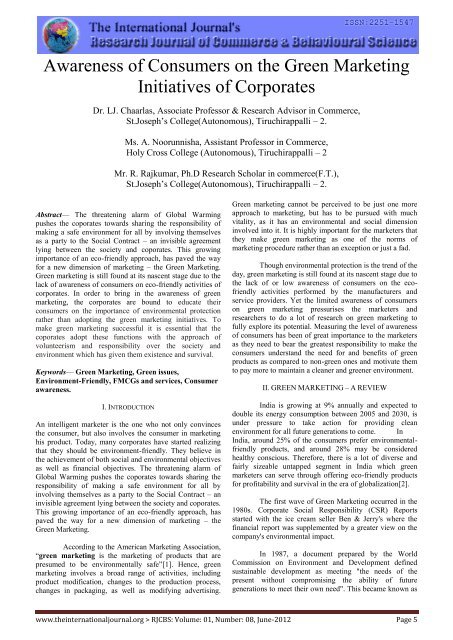 Research Journal of Commerce & Behavioural Science - RJCBS