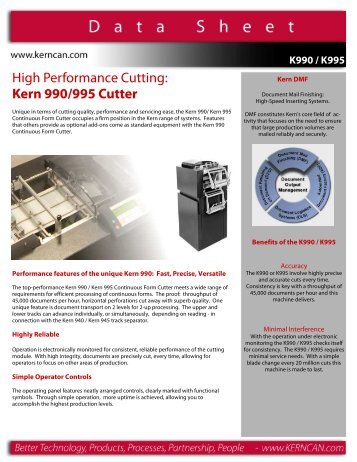 High Performance Cutting Kern 990/995 Cutter