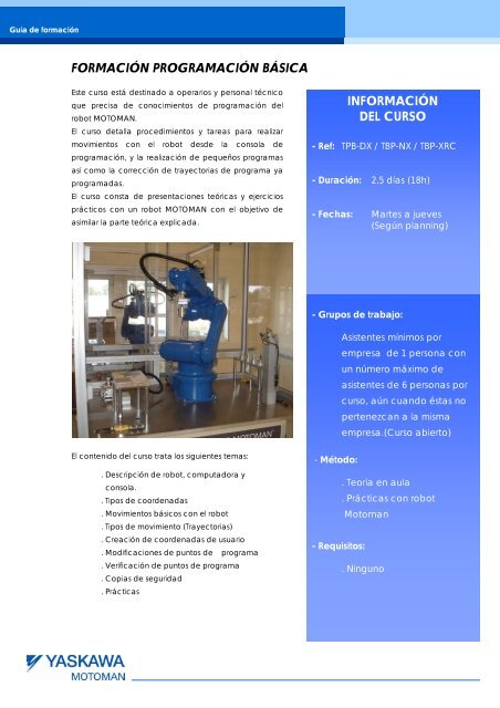 Cursos abiertos de formación MOTOMAN XRC