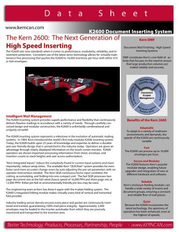 The Kern 2600 The Next Generation of High Speed Inserting