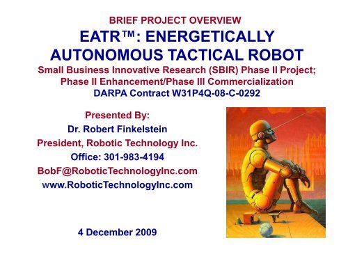 EATR ENERGETICALLY AUTONOMOUS TACTICAL ROBOT