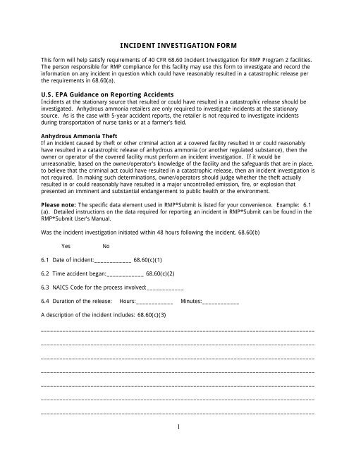 INCIDENT INVESTIGATION FORM 1