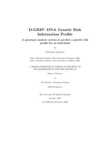 D-GRIP DNA Genetic Risk Information Profile