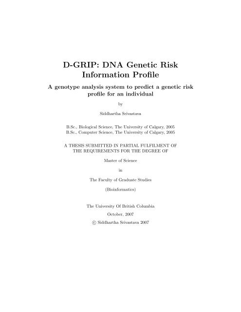 D-GRIP DNA Genetic Risk Information Profile