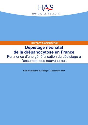Dépistage néonatal de la drépanocytose en France