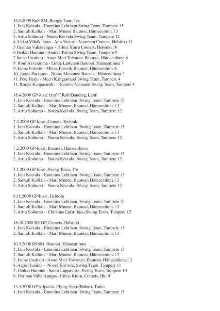 STUL boogie woogie junior -ranking 2/2012