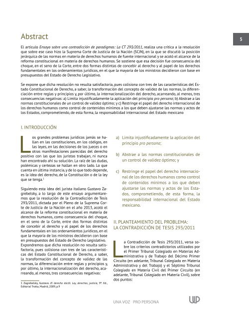 ENSAYO SOBRE UNA CONTRADICCIÓN DE PARADIGMAS LA CT 293/2011