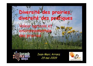 Diversité des prairies diversité des pratiques