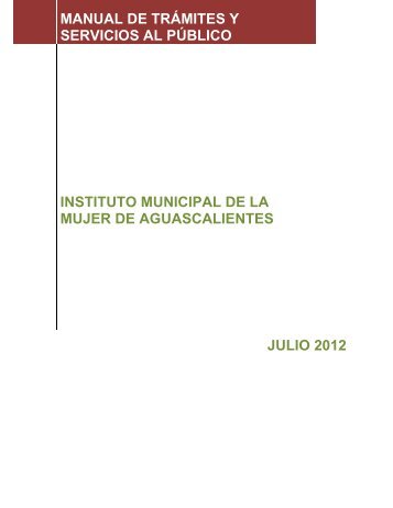 Instituto Municipal de la Mujer de Aguascalientes. - Municipio de ...