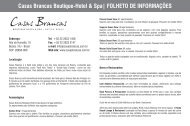 Casas Brancas Boutique-Hotel & Spa| FOLHETO DE INFORMAÇÕES