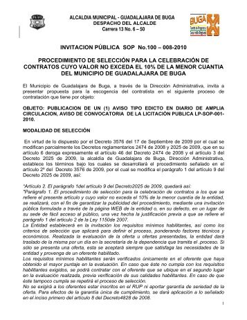 INVITACION PÃBLICA SOP No.100 â 008-2010 PROCEDIMIENTO ...