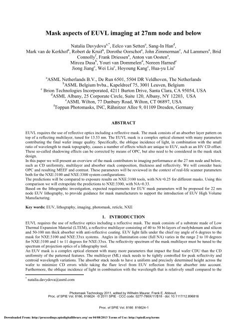 Mask aspects of EUVL imaging at 27nm node and below