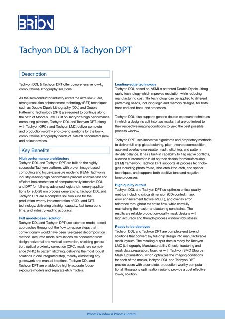 Tachyon DDL & Tachyon DPT