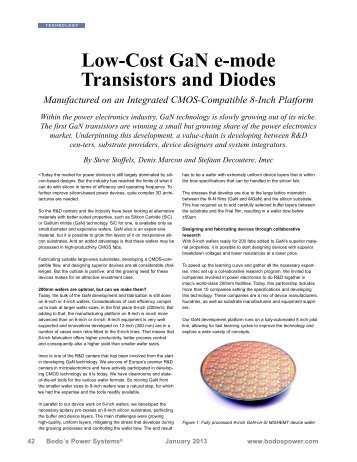 01/2013: Low Cost GaN e-mode Transistors and Diodes - EPC
