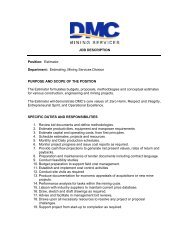 Job Description: Estimator - DMC Mining Services
