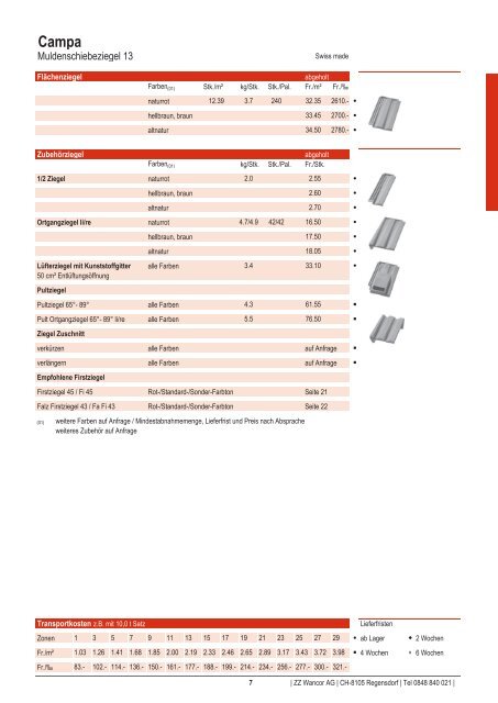 Preisliste 2012