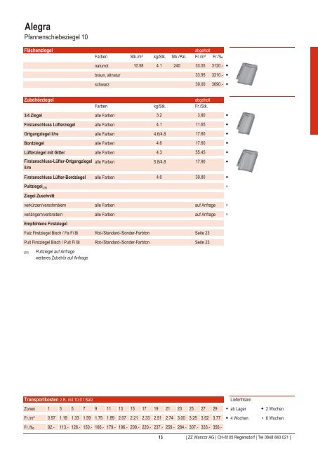 Preisliste 2012