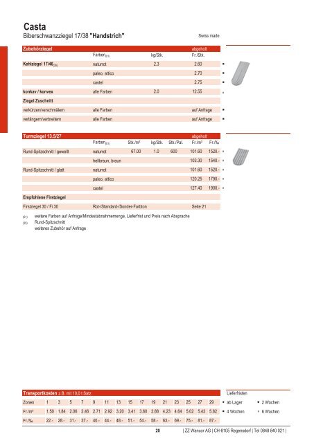 Preisliste 2012